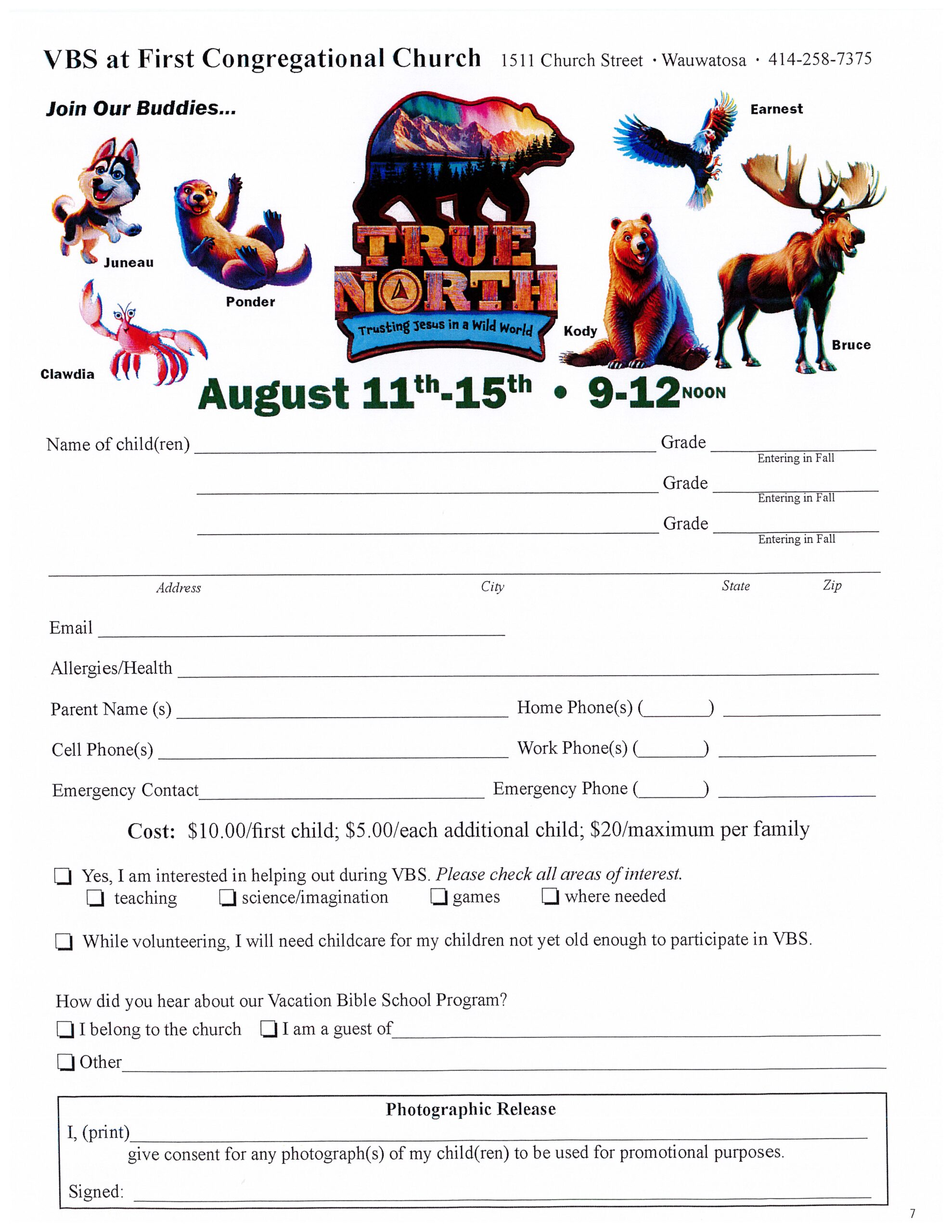 First Church VBS Application 2025